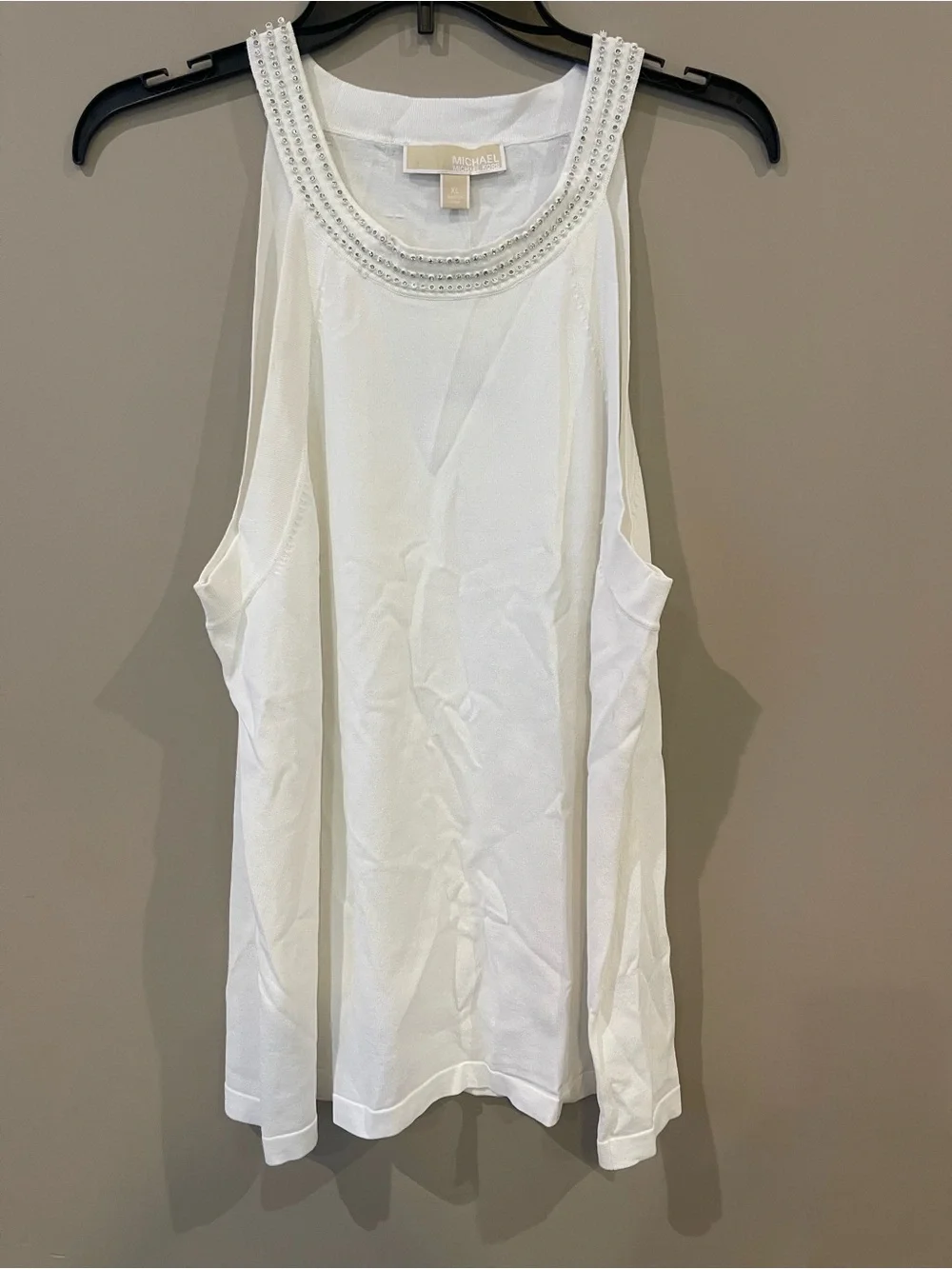 Michael Kors White Embellished Scoop Neck Camisole
